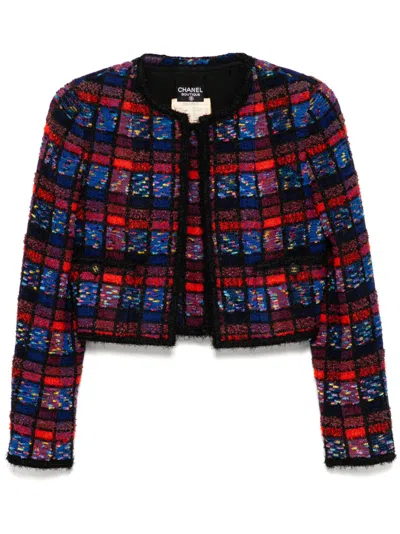 Pre-owned Chanel 1994 Ensemble Collarless Jacket Sleeveless Top In Red
