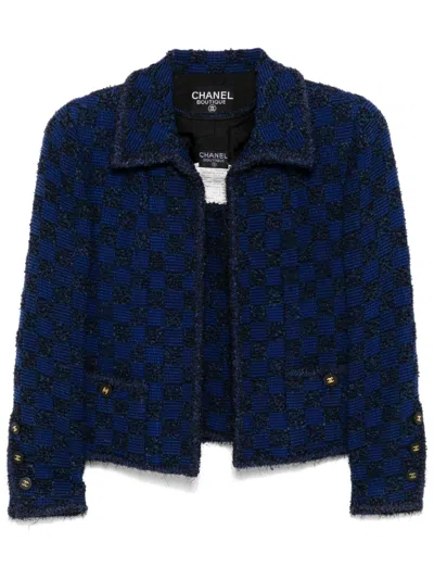 Pre-owned Chanel 1994 Ensemble Jacket Sleeveless Top In Blue