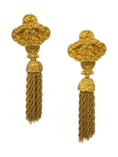 Pre-owned Chanel 1994 Fringed Earrings In Gold
