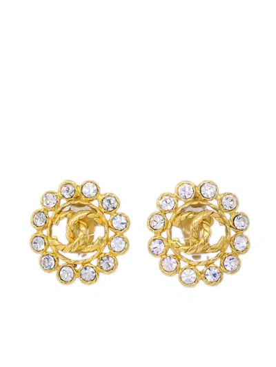 Pre-owned Chanel 1994 Gold Button Clip-on Earrings