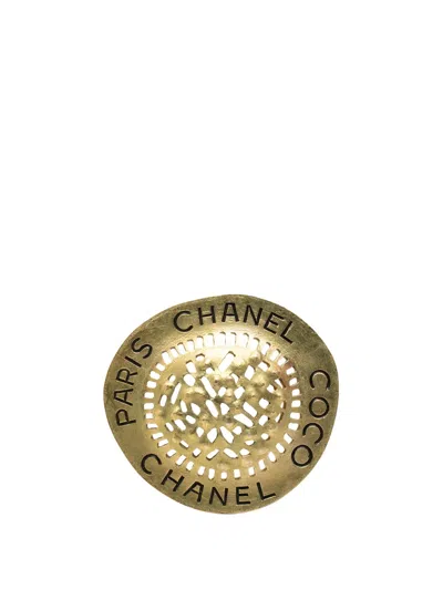 Pre-owned Chanel 1994 Gold Plated Hat Pin Brooch Costume Brooch