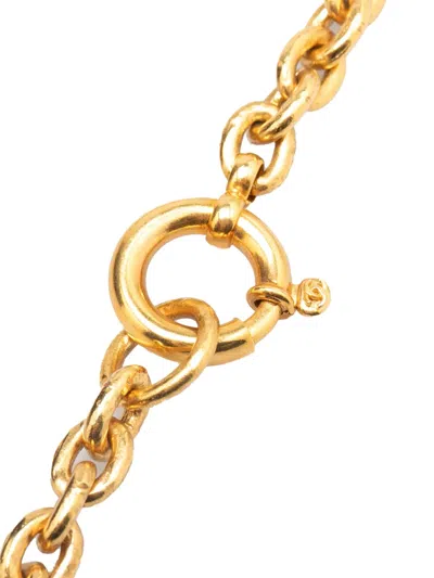 Pre-owned Chanel 1994 Gold Plated Triple Cc Pendant Necklace Costume Necklace