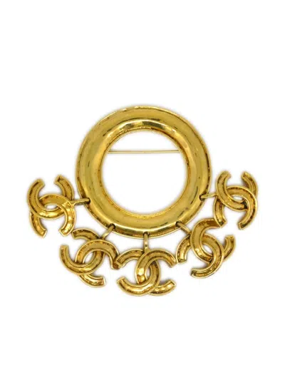 Pre-owned Chanel 1994 Hoop Brooch Pin In Gold