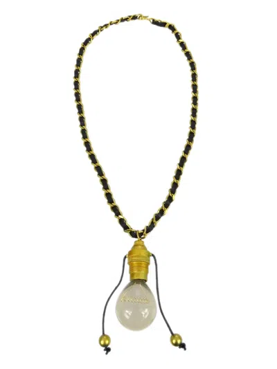 Pre-owned Chanel 1994 Light Bulb Gold-plated Necklace In Black