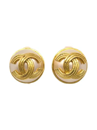 Pre-owned Chanel 1994 Logo-plaque Clip-on Earrings