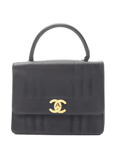Pre-owned Chanel 1994 Mademoiselle Caviar Skin Handbag In Black