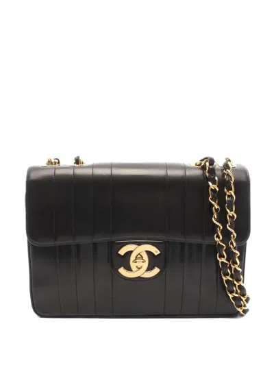 Pre-owned Chanel 1994 Mademoiselle Flap Shoulder Bag In Black