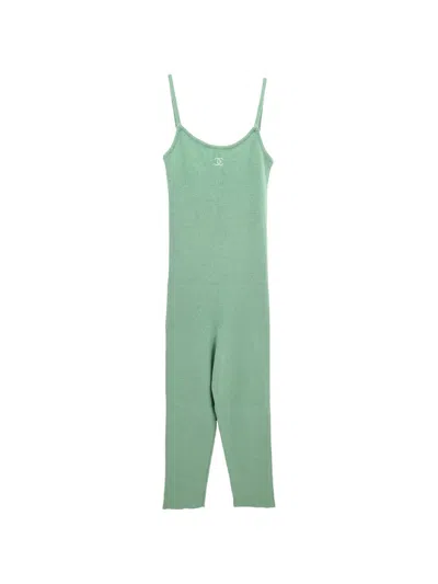 Pre-owned Chanel 1994 Ribbed Jumpsuit In Green