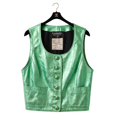 Pre-owned Chanel 1994 Runway Green Metallic Vest