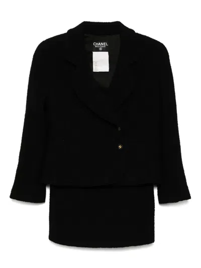 Pre-owned Chanel 1994 Setup Suit Jacket Skirt In Black