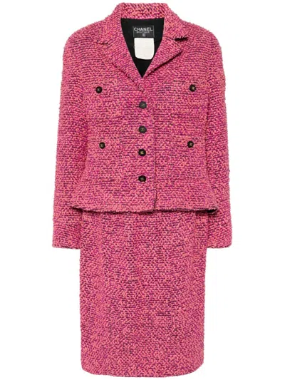 Pre-owned Chanel 1994 Setup Suit Jacket Skirt In Pink