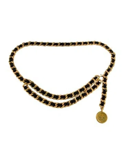Pre-owned Chanel 1994 Skinny Chain-link Belt In Gold