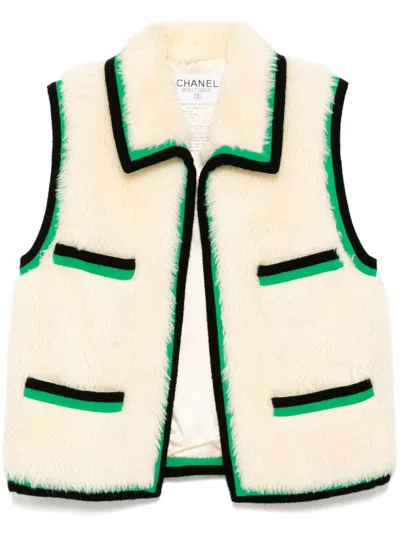 Pre-owned Chanel 1994 Sleeveless Vest Jacket In White