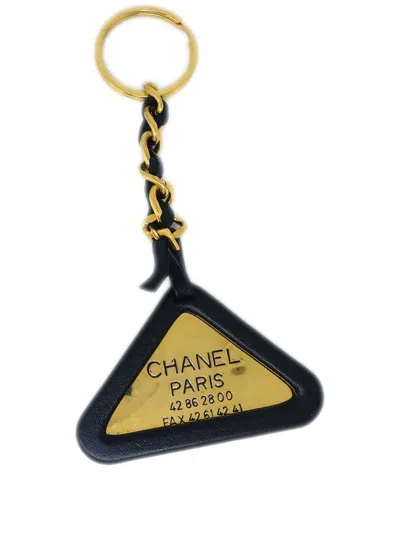 Pre-owned Chanel 1994 Triangle-logo Key Holder In 黑色