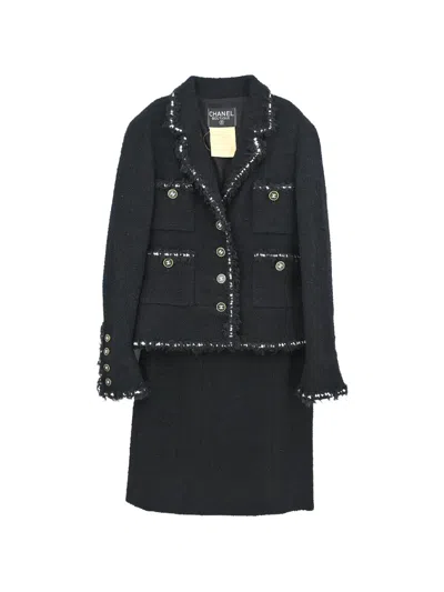 Pre-owned Chanel 1994 Tweed Setup Suit In Black