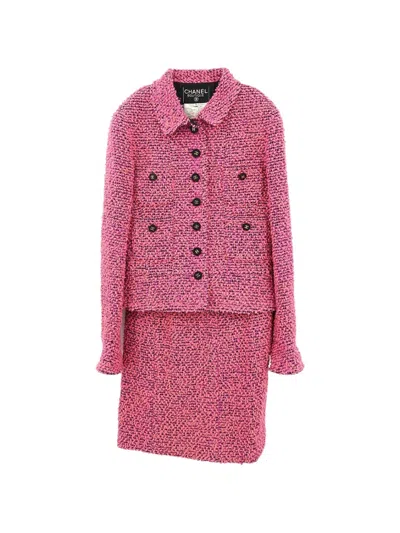 Pre-owned Chanel 1994 Tweed Skirt Suit In Pink