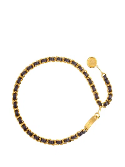 Pre-owned Chanel 1994 Woven Belt In Gold