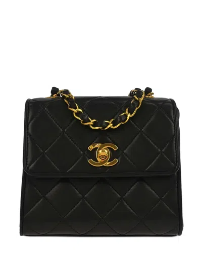Pre-owned Chanel 1994-1996 Cc Turn-lock Straight-flap Mini Bag In Black