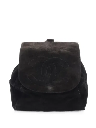 Pre-owned Chanel 1994-1996 Coco Mark Backpack In Black