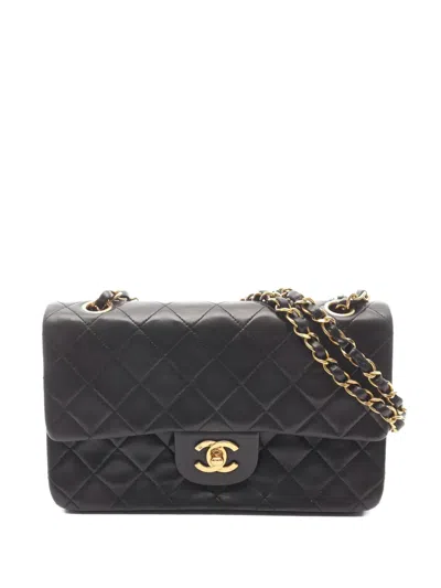 Pre-owned Chanel 1994~1996 Double Flap Shoulder Bag In Black
