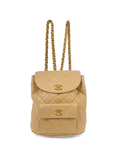 Pre-owned Chanel 1994-1996 Duma Quilted Backpack In Neutral