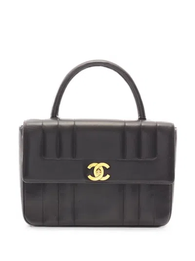 Pre-owned Chanel 1994-1996 Mademoiselle Cc Turn-lock Handbag In Black