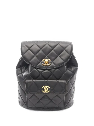 Pre-owned Chanel 1994-1996 Matelassé Backpack In Black