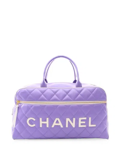 Chanel 1994-1996 Matelassé Boston Bag In Purple