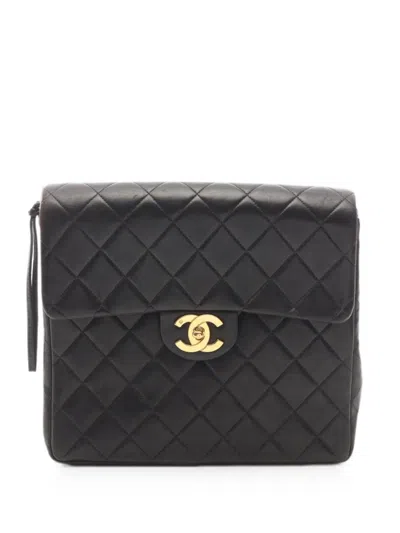 Pre-owned Chanel 1994-1996 Matelassé Chain Backpack In Black