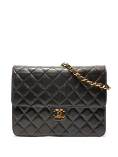 Pre-owned Chanel 1994-1996 Matelasse Push-lock Flap Bag In Black