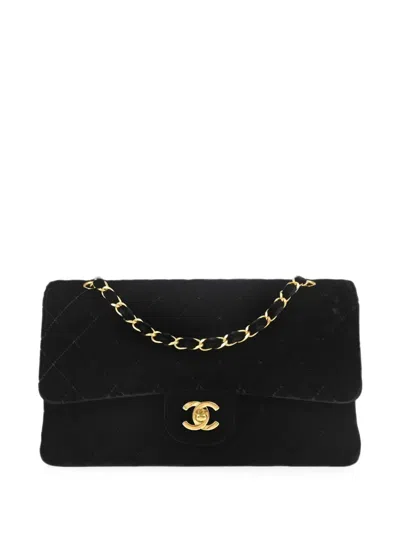 Chanel 1994-1996 Medium Classic Double Flap Shoulder Bag In Black