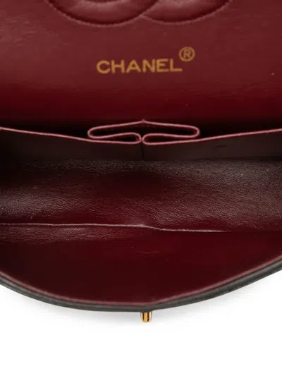Pre-owned Chanel 1994-1996 Medium Classic Lambskin Double Flap Shoulder Bag In Black