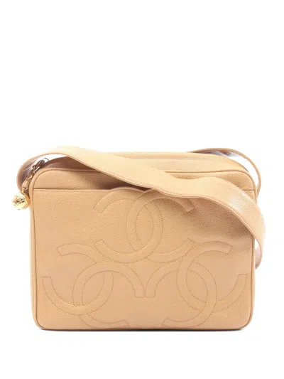Pre-owned Chanel 1994-1996 Triple Cc Caviar Skin Shoulder Bag In Neutral