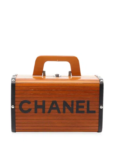 Pre-owned Chanel 1994-1996 Vanity Wood Handbag In Brown