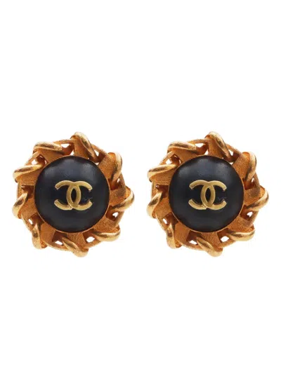 Pre-owned Chanel 1994s Cc Mark Clip On Earrings In Gold