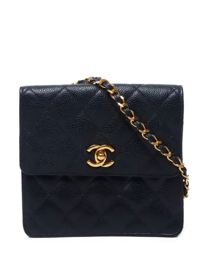 Pre-owned Chanel 1995-1996 Flap Shoulder Bag In Black