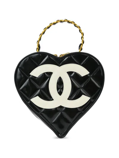 Pre-owned Chanel 1995 Cc Heart Vanity Bag In ブラック