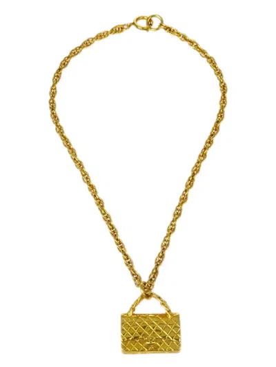 Pre-owned Chanel 1995 Bag Pendant Necklace In 金色