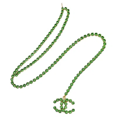 Pre-owned Chanel 1995 Barbie Collection Green Rhinestone Belt