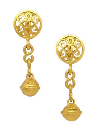 Pre-owned Chanel 1995 Bell Drop Earrings In Gold