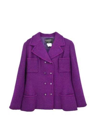 Pre-owned Chanel 1995 Button Jacket In Purple