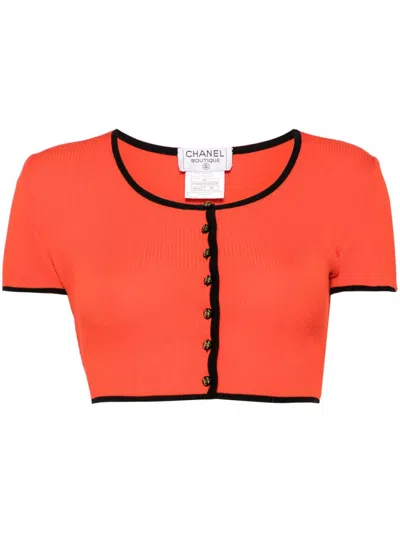 Pre-owned Chanel 1995 Cardigan In Red, Black