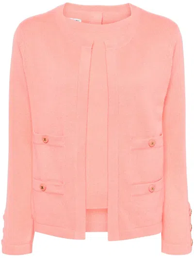 Pre-owned Chanel 1995 Cc Cashmere Two-piece Set In Pink