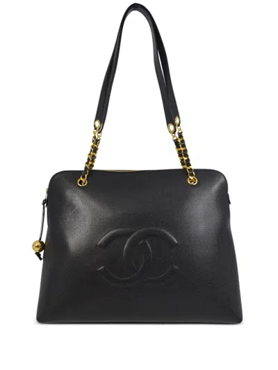 Pre-owned Chanel 1995 Cc Caviar-leather Shoulder Bag In Black