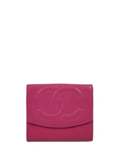 Pre-owned Chanel 1995 Cc Caviar Leather Wallet In Pink