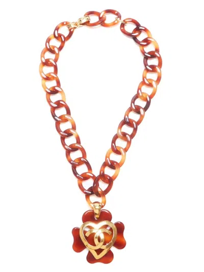 Pre-owned Chanel 1995 Cc Chain Necklace In Brown