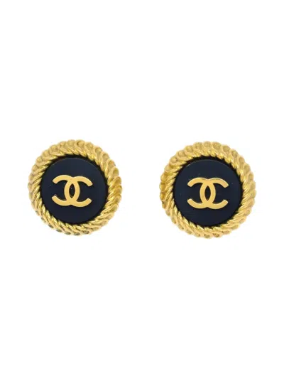 Pre-owned Chanel 1995 Cc Clip-on Earrings In Gold