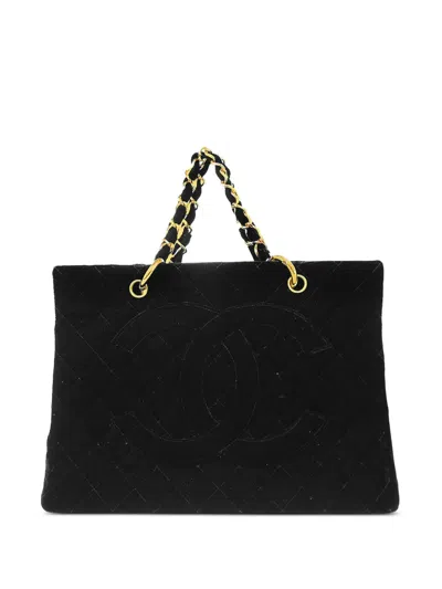 Pre-owned Chanel 1995 Cc Diamond-quilted Tote Bag In 黑色