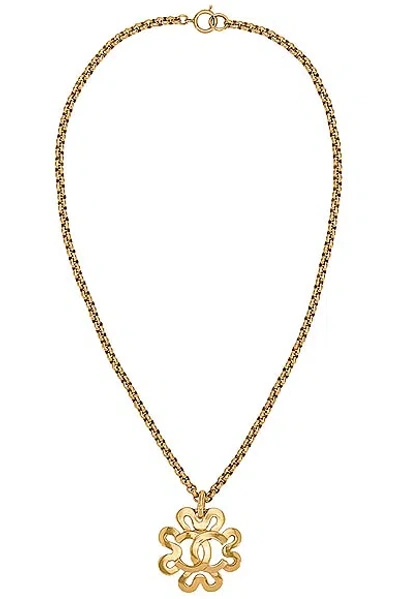 Pre-owned Chanel Coco Mark Clover Necklace In Light Gold