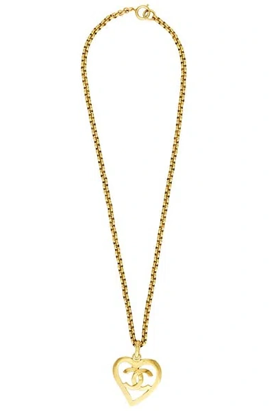 Pre-owned Chanel Coco Mark Heart Necklace In Gold